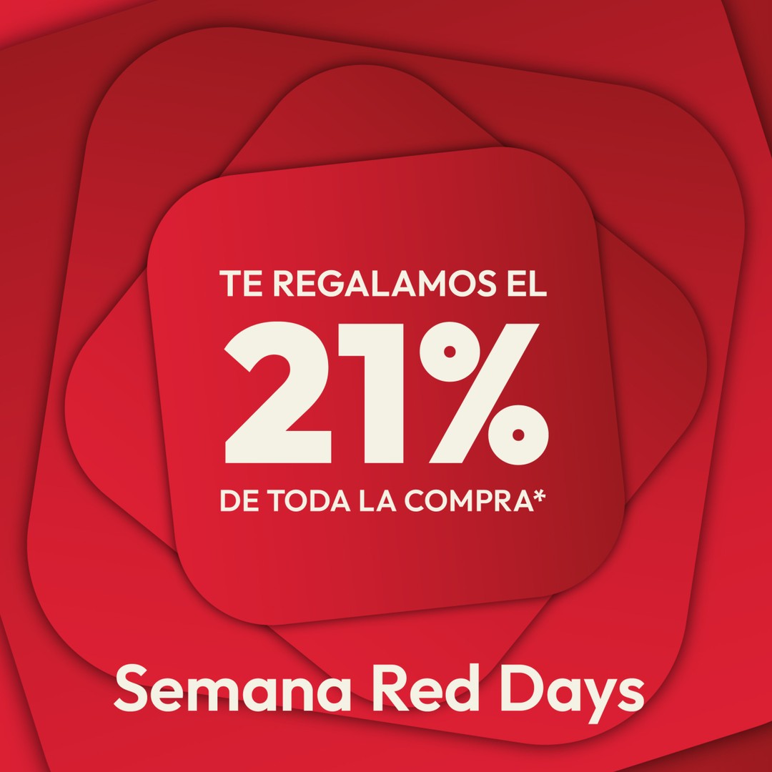 RED DAYS ❤️ ahórrate el 21% en toda la compra ✨ ¡¡Solo esta semana!! Del lunes 20 al sábado 25 en...